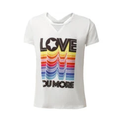 V-Neck Cut Out T-Shirt Girls - White, Multicoloured
