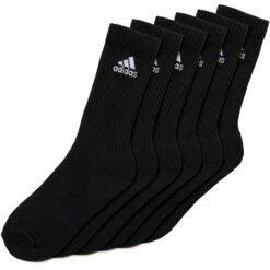 ADIDAS Performance 3Stripes Crew Half Cushioned Sports Socks 6 Pack - Black, White -Padel Pro Shop 09889000 40