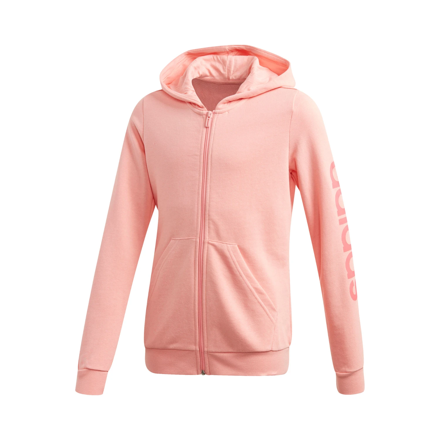 ADIDAS Essentials Linear Zip Hoodie Girls - Pink 3 ADIDAS Essentials Linear Zip Hoodie Girls - Pink