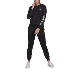 ADIDAS Linear French Terry Tracksuit Women - Black, White -Padel Pro Shop 15533000 10