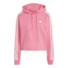 ADIDAS Essentials 3-Stripes French Terry Crop Hoody Women - Pink, White -Padel Pro Shop 17769000 000
