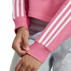 ADIDAS Essentials 3-Stripes French Terry Crop Hoody Women - Pink, White -Padel Pro Shop 17769000 17