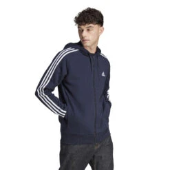 ADIDAS Essentials French Terry 3-Stripes Full-Zip Hoodie Men - Dark Blue, White -Padel Pro Shop 17880000 13