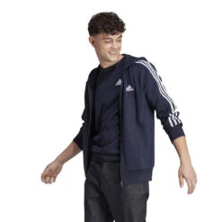 ADIDAS Essentials French Terry 3-Stripes Full-Zip Hoodie Men - Dark Blue, White -Padel Pro Shop 17880000 15