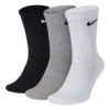Nike Everyday Cushion Crew Training Sports Socks 3 Pack - White, Black -Padel Pro Shop 51726000 000