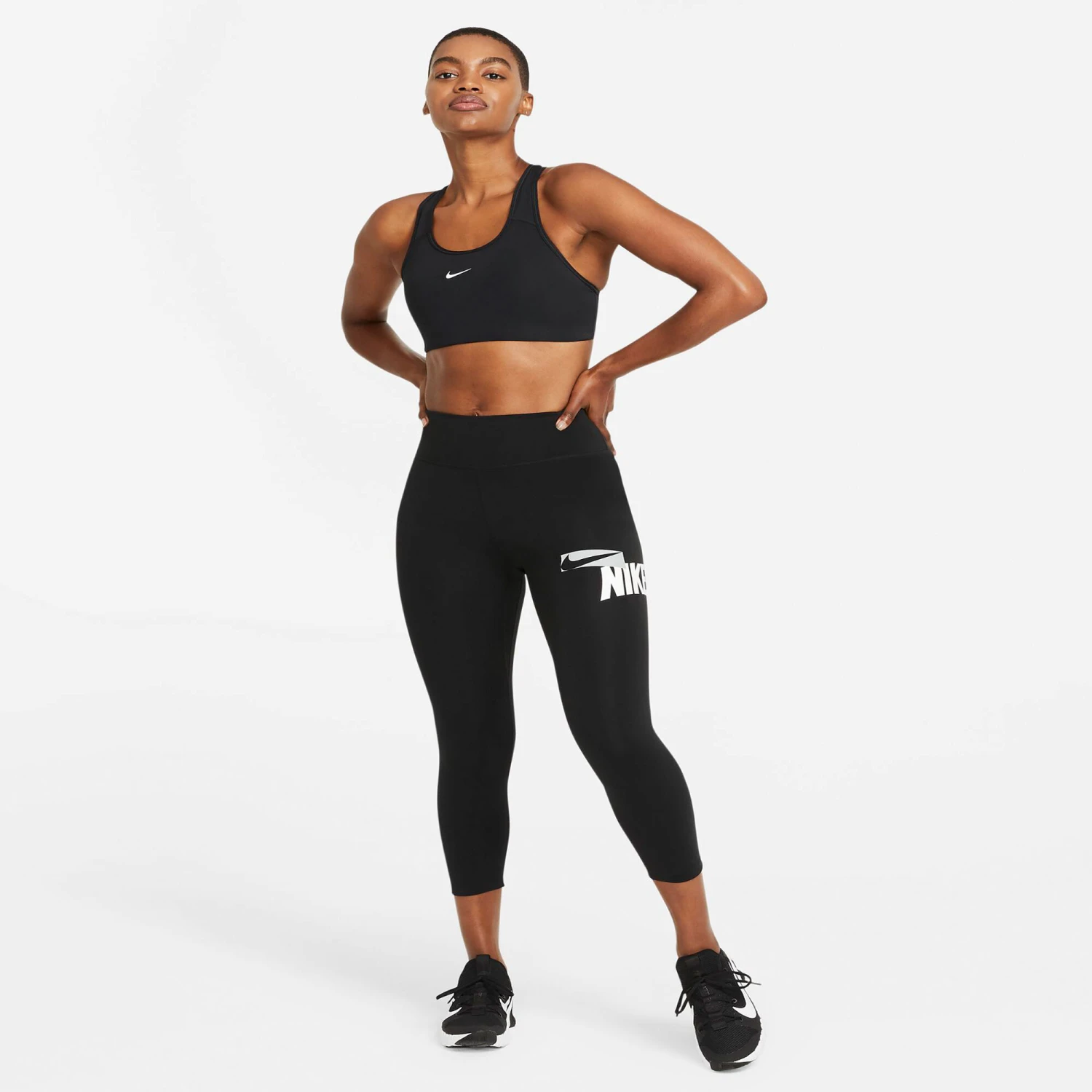 Nike One Crop HBR GRX Plus Size Tight Women - Black, White 5 Nike One Crop HBR GRX Plus Size Tight Women - Black, White - Image 3